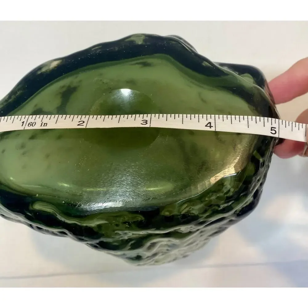 Free Form Minimalist Smoky Gray-Green Glass Vase Heavy Clear Bottom